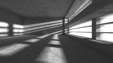 Soyut mimari iç plan. Boş beton oda. 3d hazırlayıcı