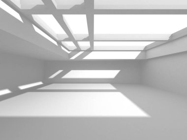 Aydınlatılmış koridor iç tasarımı. Boş Oda İç mimarisi. 3 Boyutlu Hazırlama