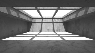 Soyut mimari arka plan. İçi boş beton döşeme. 3d hazırlayıcı
