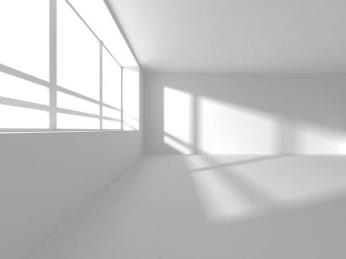 Aydınlatılmış koridor iç tasarımı. Boş Oda İç mimarisi. 3 Boyutlu Hazırlama