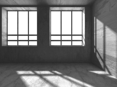 Soyut mimari iç plan. Boş beton oda. 3d hazırlayıcı