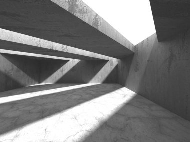 Soyut mimari iç plan. Boş beton oda. 3d hazırlayıcı