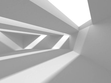 Aydınlatılmış koridor iç tasarımı. Boş Oda İç mimarisi. 3 Boyutlu Hazırlama