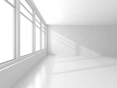 Aydınlatılmış koridor iç tasarımı. Boş Oda İç mimarisi. 3 Boyutlu Hazırlama