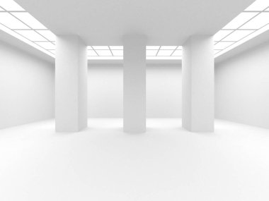 Beyaz Modern Arkaplan. Soyut Bina Konsepti. 3d Hazırlama