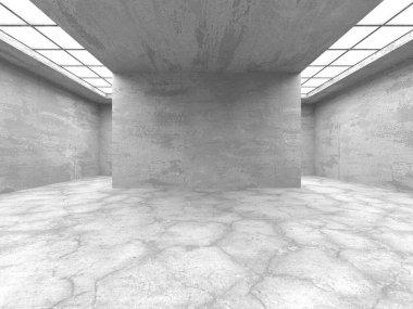 Soyut mimari iç plan. Boş beton oda. 3d hazırlayıcı