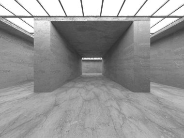 Soyut mimari iç plan. Boş beton oda. 3d hazırlayıcı
