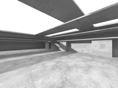 Soyut mimari arka plan. İçi boş beton döşeme. 3d hazırlayıcı