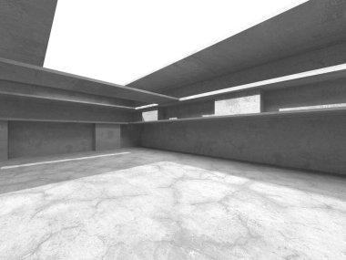Soyut mimari arka plan. İçi boş beton döşeme. 3d hazırlayıcı