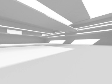 Beyaz Modern Arkaplan. Soyut Bina Konsepti. 3d Hazırlama