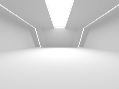 Beyaz Modern Arkaplan. Soyut Bina Konsepti. 3d Hazırlama