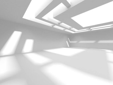 Aydınlatılmış koridor iç tasarımı. Boş Oda İç mimarisi. 3 Boyutlu Hazırlama