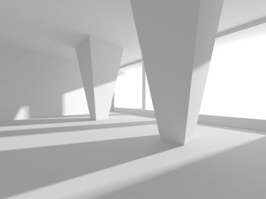 Soyut Beyaz Mimari Tasarım Konsepti. 3d Görüntüleme