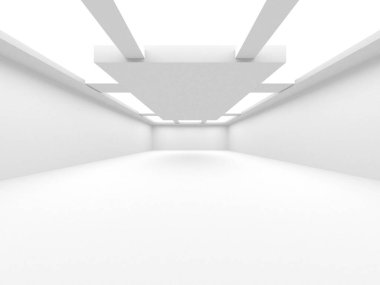 Soyut Beyaz Mimari Tasarım Konsepti. 3d Görüntüleme