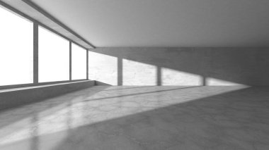 Dark Beton Duvar Mimarisi. Boş Oda. 3d Görüntüleme