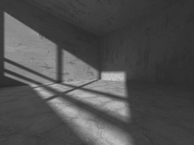 Dark Beton Duvar Mimarisi. Boş Oda. 3d Görüntüleme