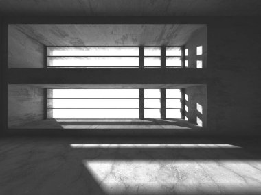 Dark Beton Duvar Mimarisi. Boş Oda. 3d Görüntüleme