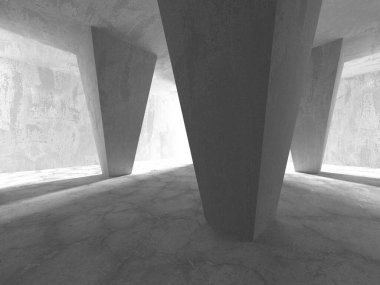 Dark Beton Duvar Mimarisi. Boş Oda. 3d Görüntüleme