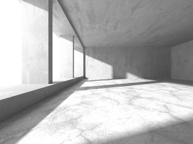 Dark Beton Duvar Mimarisi. Boş Oda. 3d Görüntüleme