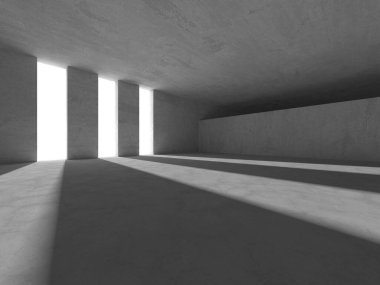 Dark Beton Duvar Mimarisi. Boş Oda. 3d Görüntüleme