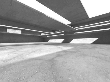 Dark Beton Duvar Mimarisi. Boş Oda. 3d Görüntüleme