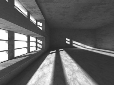 Soyut mimari arka plan. İçi boş beton döşeme. 3d hazırlayıcı