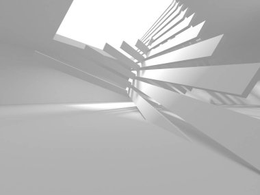 Beyaz Modern Arkaplan. Soyut Bina Konsepti. 3d Hazırlama