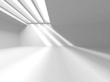 Aydınlatılmış koridor iç tasarımı. Boş Oda İç mimarisi. 3 Boyutlu Hazırlama