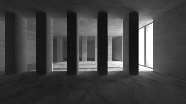 Soyut mimari arka plan. İçi boş beton döşeme. 3d hazırlayıcı