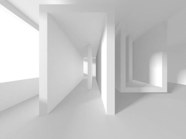 Beyaz Modern Arkaplan. Soyut Bina Konsepti. 3d Hazırlama