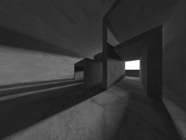 Soyut mimari arka plan. İçi boş beton döşeme. 3d hazırlayıcı