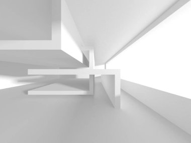 Beyaz Modern Arkaplan. Soyut Bina Konsepti. 3d Hazırlama