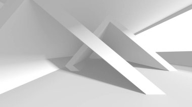 Beyaz Modern Arkaplan. Soyut Bina Konsepti. 3d Hazırlama