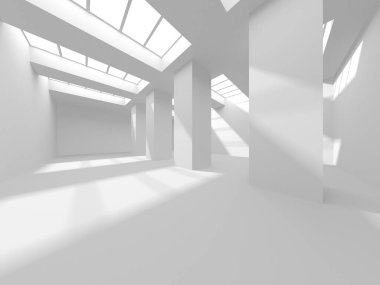 Aydınlatılmış koridor iç tasarımı. Boş Oda İç mimarisi. 3 Boyutlu Hazırlama