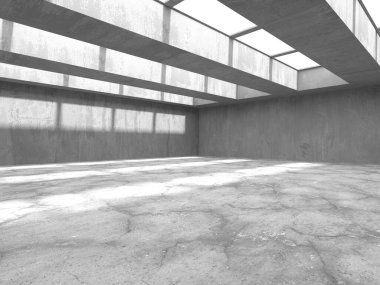 Soyut mimari arka plan. İçi boş beton döşeme. 3d hazırlayıcı
