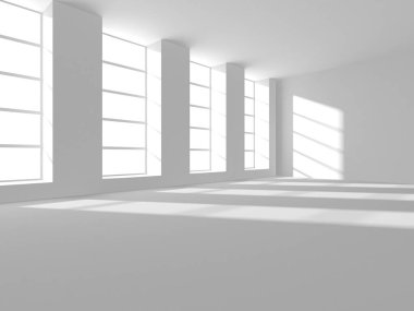 Aydınlatılmış koridor iç tasarımı. Boş Oda İç mimarisi. 3 Boyutlu Hazırlama