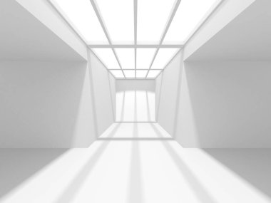 Aydınlatılmış koridor iç tasarımı. Boş Oda İç mimarisi. 3 Boyutlu Hazırlama