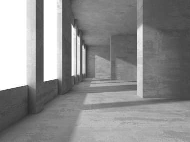 Soyut mimari iç plan. Boş beton oda. 3d hazırlayıcı