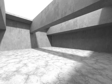 Soyut mimari iç plan. Boş beton oda. 3d hazırlayıcı