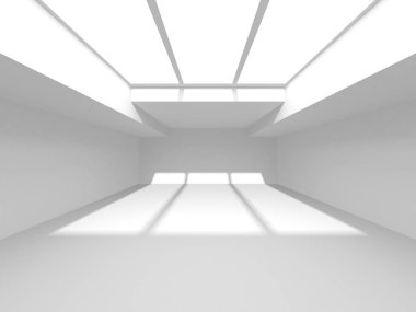 Aydınlatılmış koridor iç tasarımı. Boş Oda İç mimarisi. 3 Boyutlu Hazırlama