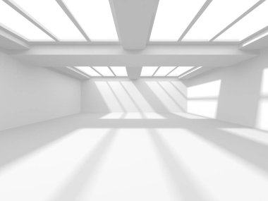 Beyaz Modern Arkaplan. Soyut Bina Konsepti. 3d Hazırlama