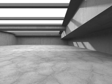 Soyut mimari iç plan. Boş beton oda. 3d hazırlayıcı