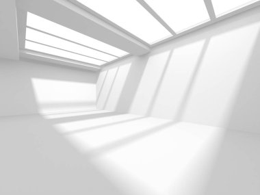 Aydınlatılmış koridor iç tasarımı. Boş Oda İç mimarisi. 3 Boyutlu Hazırlama