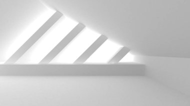 Beyaz Modern Arkaplan. Soyut Bina Konsepti. 3d Hazırlama