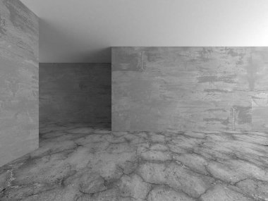 Soyut mimari iç plan. Boş beton oda. 3d hazırlayıcı