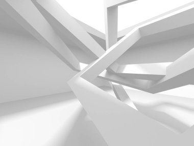 Soyut Beyaz Mimari Tasarım Konsepti. 3d Görüntüleme