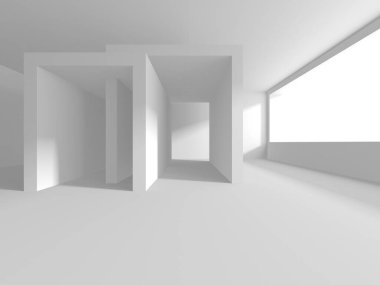 Soyut Beyaz Mimari Tasarım Konsepti. 3d Görüntüleme