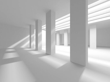 Soyut Beyaz Mimari Tasarım Konsepti. 3d Görüntüleme