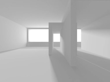 Soyut Beyaz Mimari Tasarım Konsepti. 3d Görüntüleme