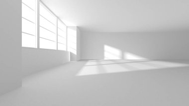 Soyut Beyaz Mimari Tasarım Konsepti. 3d Görüntüleme